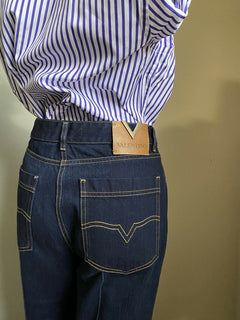 Neue 1200 $ Valentino Damen Crop Denim Flare Jeans Hose Blau 32 Italien