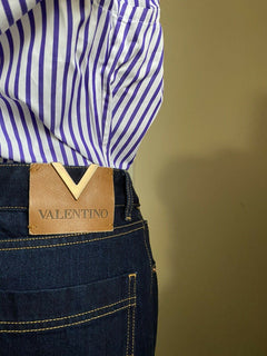 Neue 1200 $ Valentino Damen Crop Denim Flare Jeans Hose Blau 32 Italien