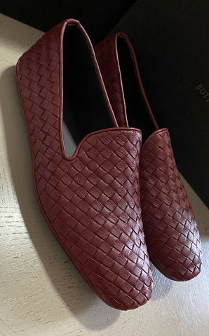 NIB $810 Bottega Veneta Men Leather Loafers Shoes Burgundy/Red 12 US/45 Eu