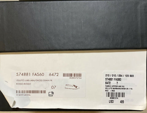 NIB 980 $ Gucci Herren-Loafer-Schuhe aus Samt, Rot, 8 US / 7 UK