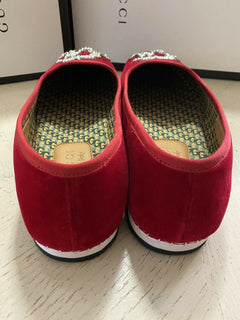 NIB 980 $ Gucci Herren-Loafer-Schuhe aus Samt, Rot, 8 US / 7 UK
