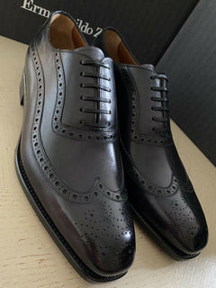 Neue 1495 $ Ermenegildo Zegna Couture Oxford-Lederschuhe Schwarz 10 US Italien