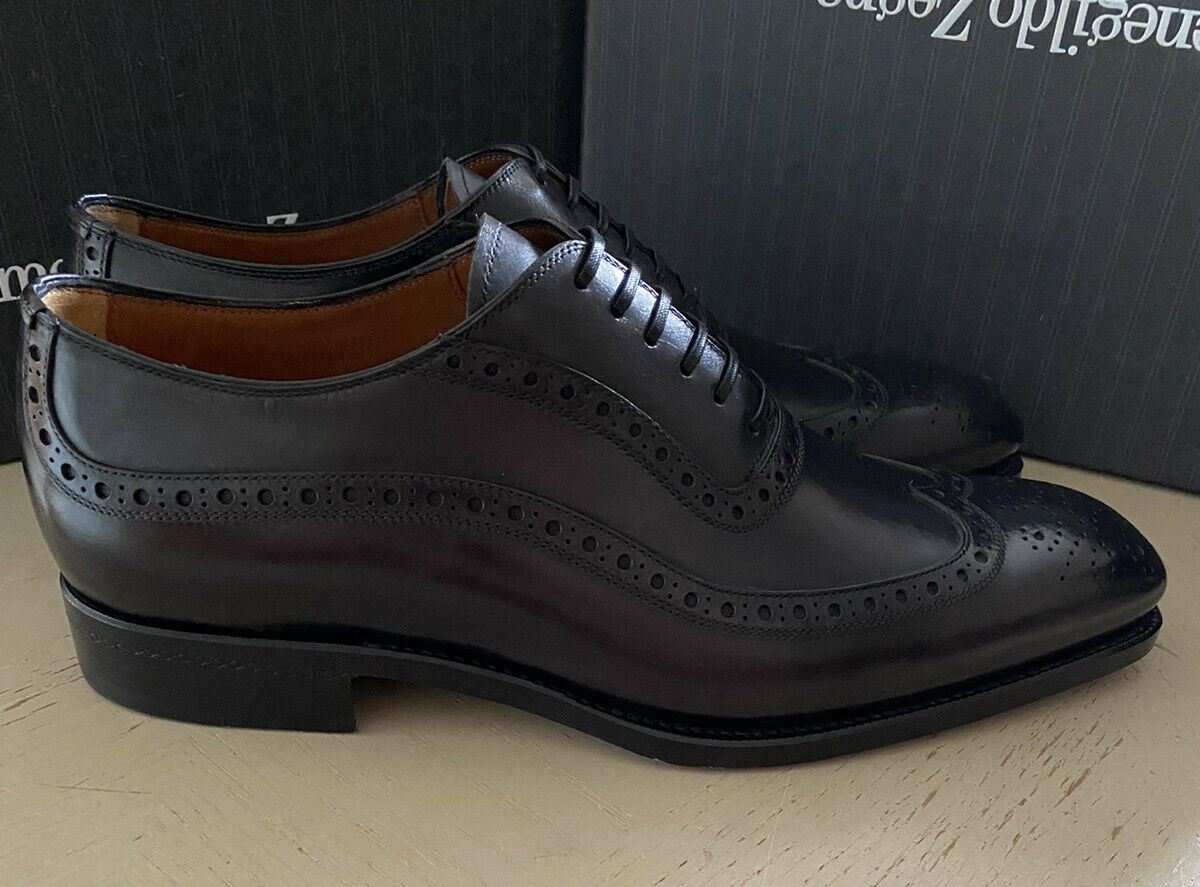 New $1495 Ermenegildo Zegna Couture Oxford Leather Shoes Black 10 US Italy