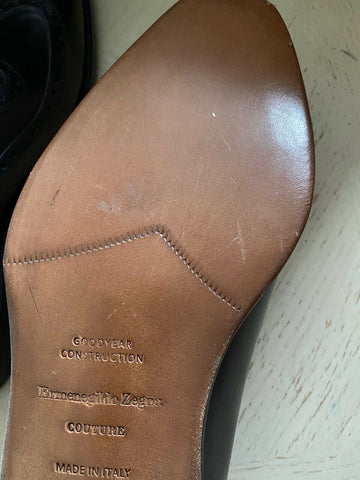 New $1495 Ermenegildo Zegna Couture Oxford Leather Shoes Black 10 US Italy