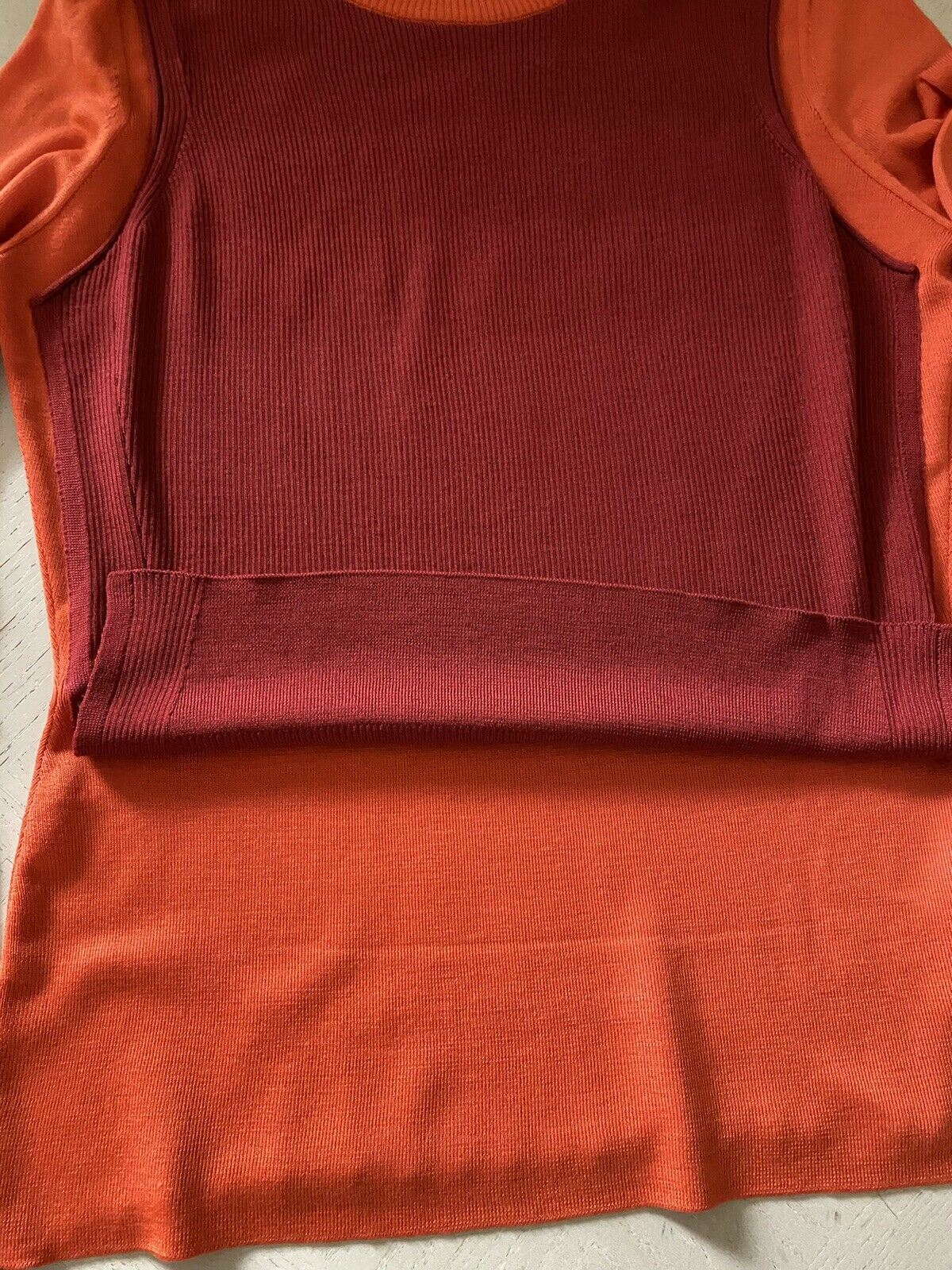 Neu $980 Alexander McQueen Damen Patchwork-Langarmpullover Rot/Orange XL Ita