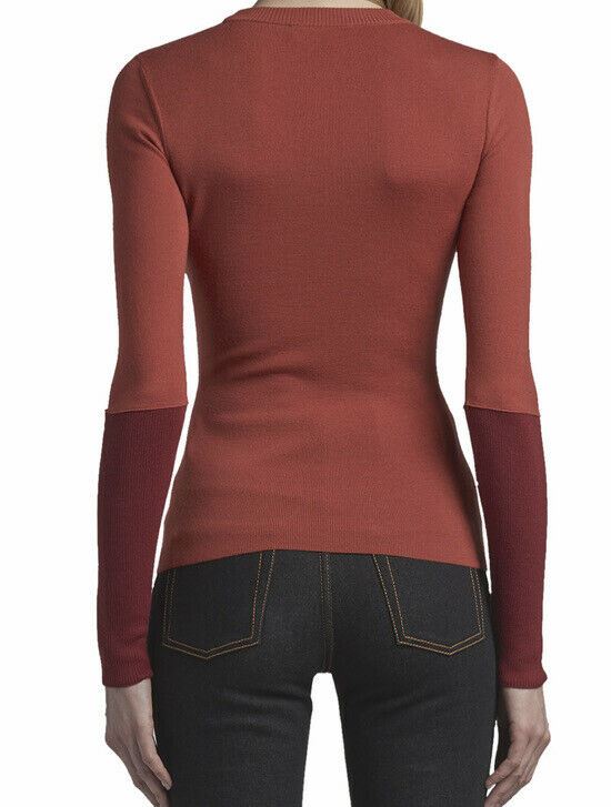 New $980 Alexander McQueen Women Patchwork Long Sleeve Sweater Red/Orange XL Ita