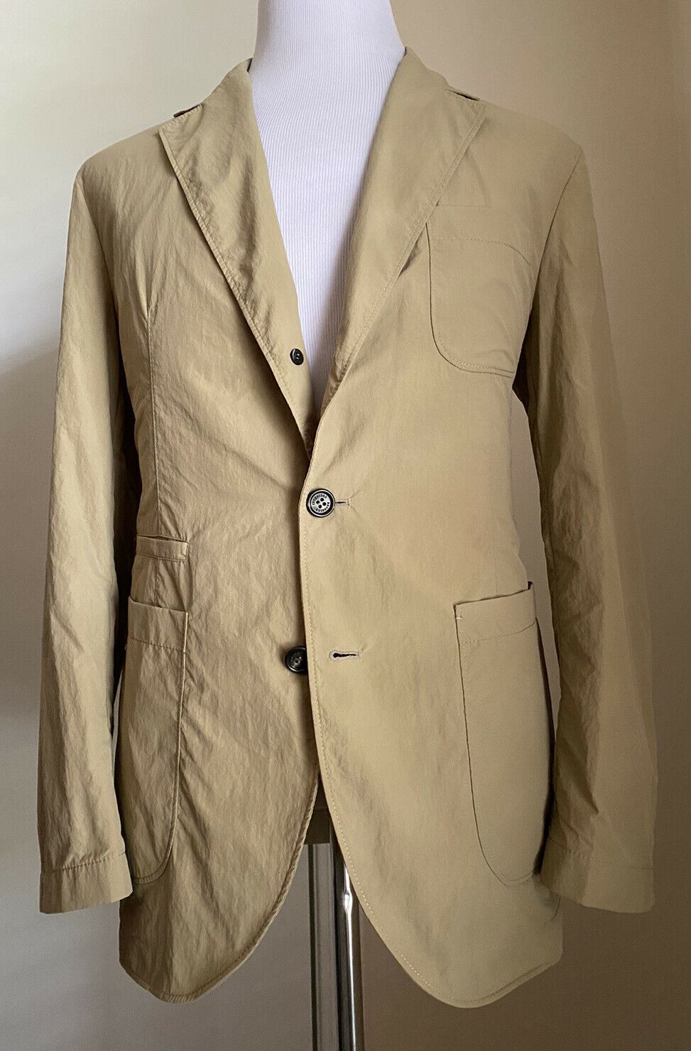 NWT $1995 Мужское спортивное пальто Brunello Cucinelli Технический пиджак Бежевый 40R США Италия