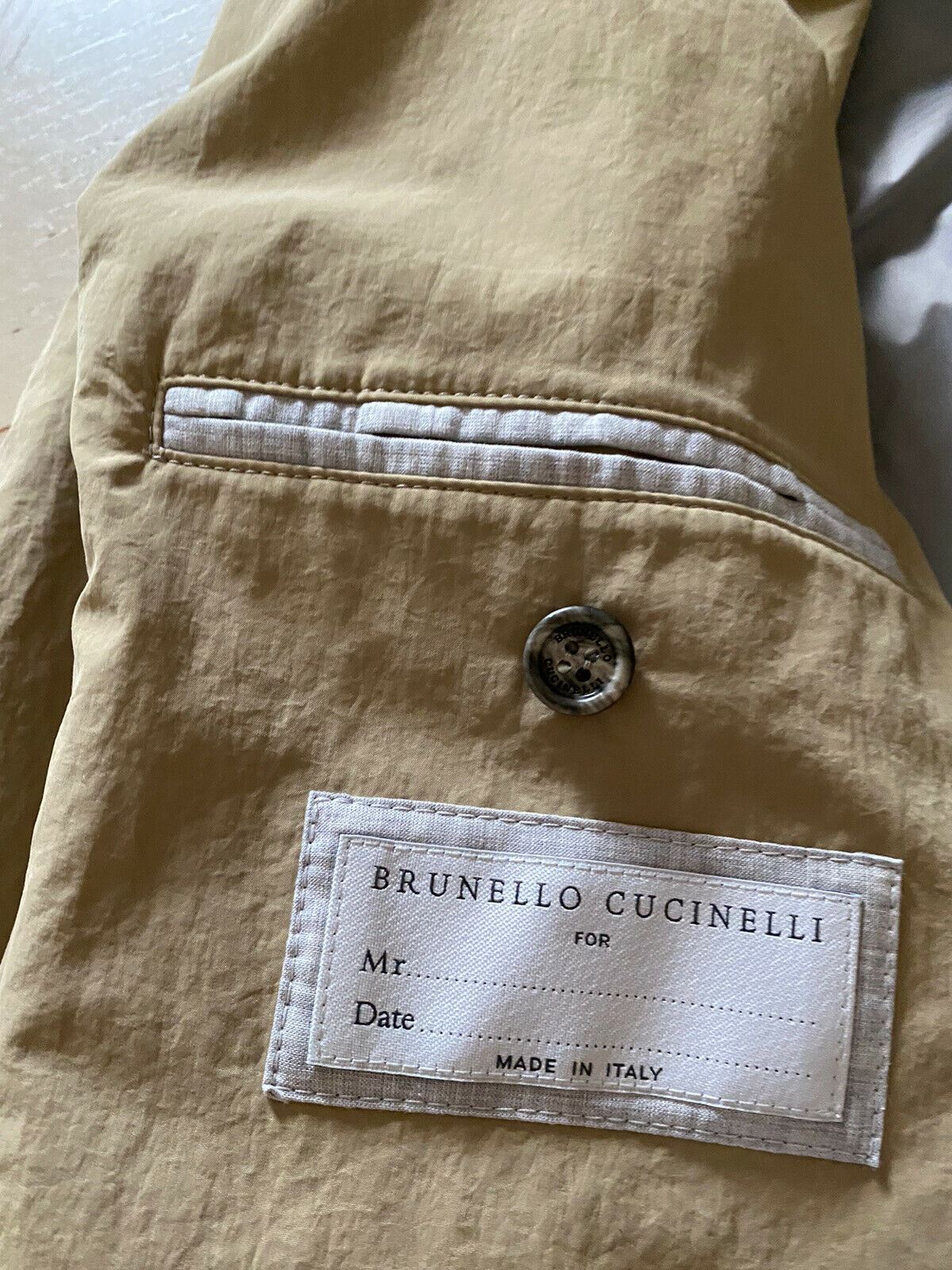 NWT $1995 Мужское спортивное пальто Brunello Cucinelli Технический пиджак Бежевый 40R США Италия