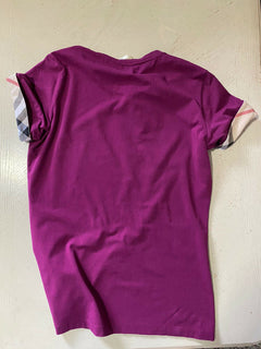 Neue Burberry Damen Kurzarm-T-Shirt-Bluse Magenta Pink Größe XL