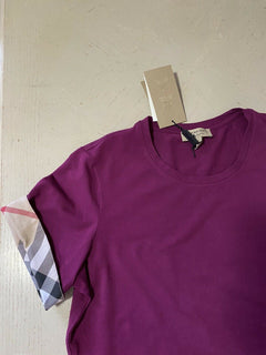 Neue Burberry Damen Kurzarm-T-Shirt-Bluse Magenta Pink Größe XL