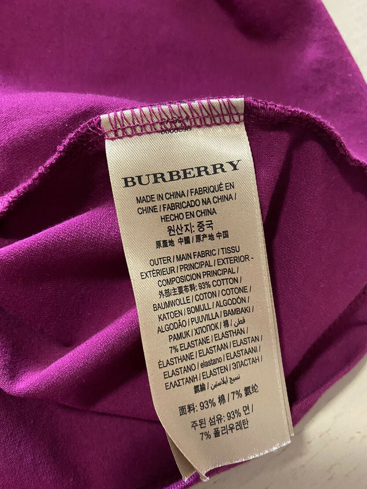New Burberry Women’s Short Sleeve T Shirt Blouse Magenta Pink Size XL
