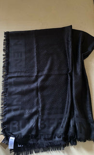 Neu 520 $ Burberry Damen TB Monogram Jacquard Schal Schal Schwarz Italien