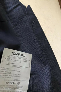 Neu mit Etikett: 3770 $ TOM FORD Herren Windsor Sportmantel Jacke Blazer Marineblau 43R US/54 Eu