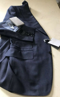 Neu mit Etikett: 3770 $ TOM FORD Herren Windsor Sportmantel Jacke Blazer Marineblau 43R US/54 Eu