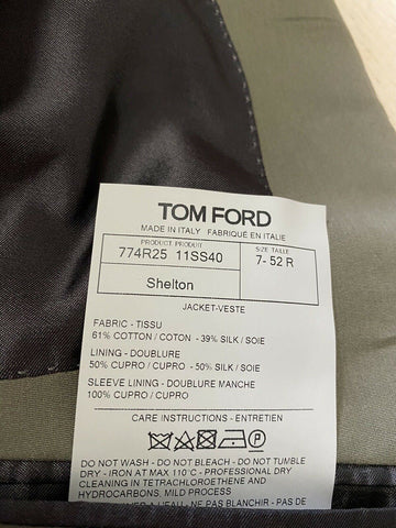 NWT $3870 TOM FORD Men Shelton Sport Coat Jacket Blazer Green 41 US/52 Eu Ita