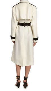 Neu $4950 TOM FORD Zweireihiger Damen-Trenchcoat Weiß/Schwarz 4 US/38 It