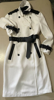 Neu $4950 TOM FORD Zweireihiger Damen-Trenchcoat Weiß/Schwarz 4 US/38 It