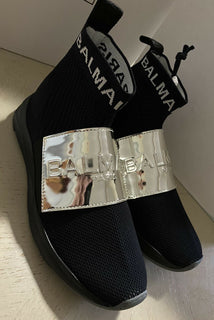 NIB $ 695 Balmain Herren Ceron Logo Plague Techniel Sock Sneakers Schwarz 8 US/41 Eu