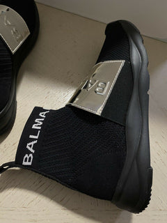 NIB $ 695 Balmain Herren Ceron Logo Plague Techniel Sock Sneakers Schwarz 8 US/41 Eu