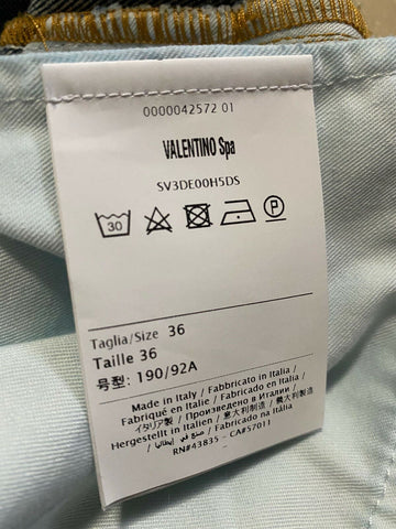 NWT $1295 Valentino Men Logo-Pocket Jeans Blue/Red 36( Measured 38 ) US