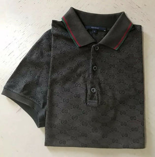 Gucci Herren Poloshirt GG Monogram Slim Fit Braun Größe L