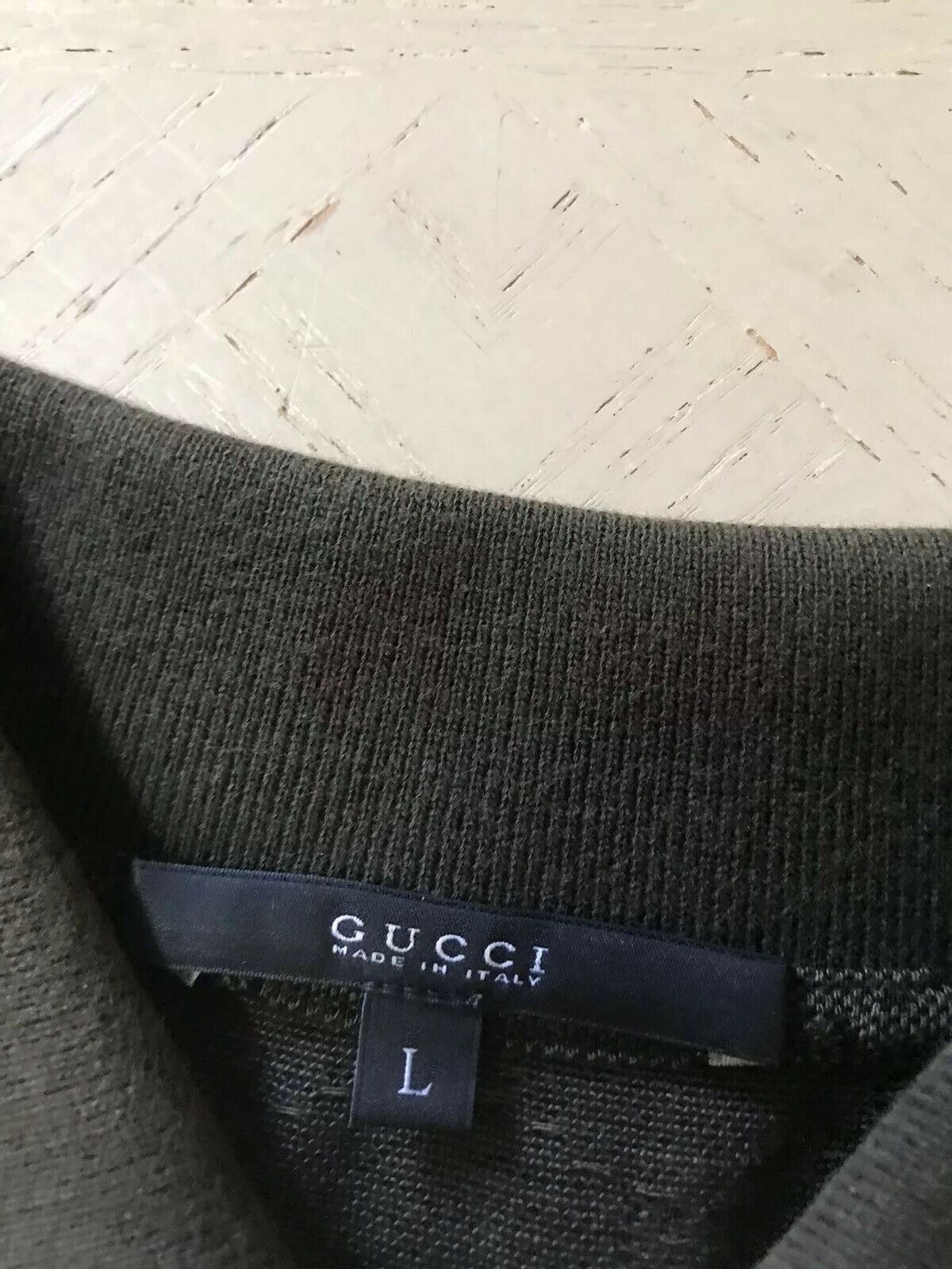 Gucci Mens Polo Shirt GG Monogram Slim Fit Brown Size L