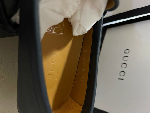 NIB Gucci Jungen Kinder Leder Fahrerschuhe Schwarz Größe 31/13 US Alter 6