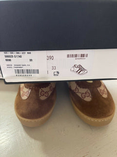 NIB Gucci Kinder Jungen GG Monogramm Wildleder/Canvas Sneakers Schuhe Braun 33/2L US Alter 7