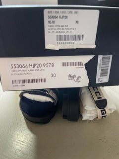 NIB Gucci Kinder-Sandalen aus Segeltuch/Leder, Schwarz/Weiß, Größe 30/12 US, Alter 5,5