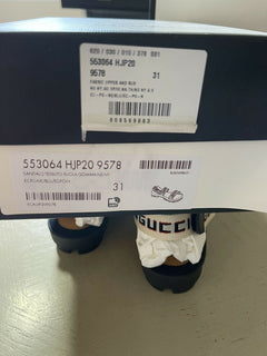 NIB Gucci Kinder-Sandalen aus Segeltuch/Leder, Schwarz/Weiß, Größe 31/13US, Alter 6,5