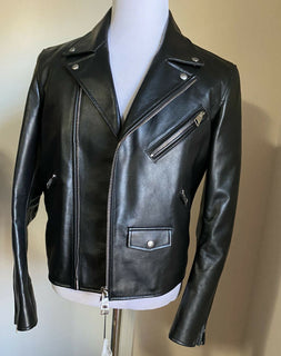 Neu $ 5700 Bottega Veneta Herren Motorrad Lederjacke Mantel Schwarz 40 US/50 Eu