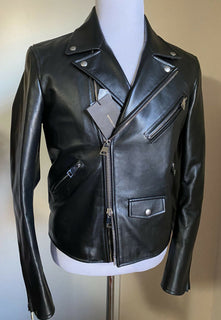 Neu $ 5700 Bottega Veneta Herren Motorrad Lederjacke Mantel Schwarz 42 US/52 Eu