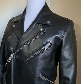 Neu $ 5700 Bottega Veneta Herren Motorrad Lederjacke Mantel Schwarz 44 US/54 Eu