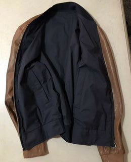 Neu $5995 Brunello Cucinelli Herren Wende-Lederjacke Mantel DK Braun/Navy L
