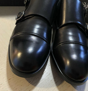 Neue 650 $ Ermenegildo Zegna Double Monk Lederschuhe Schwarz 12 US Italien 