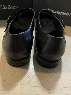 Neue 650 $ Ermenegildo Zegna Double Monk Lederschuhe Schwarz 12 US Italien 
