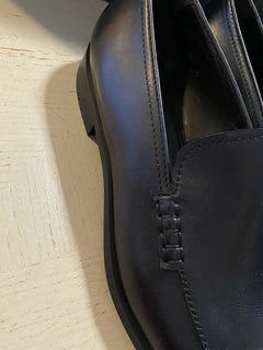 Neue 595 $ Ermenegildo Zegna Leder-Loafer-Schuhe Schwarz 12 US Italien 