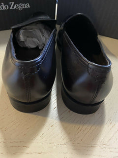 Neue 595 $ Ermenegildo Zegna Leder-Loafer-Schuhe Schwarz 12 US Italien 