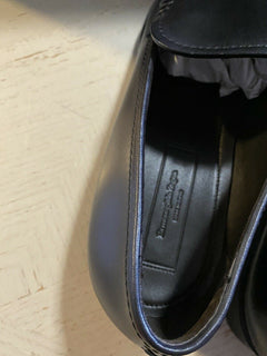 Neue 595 $ Ermenegildo Zegna Leder-Loafer-Schuhe Schwarz 12 US Italien 