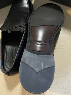 Neue 595 $ Ermenegildo Zegna Leder-Loafer-Schuhe Schwarz 12 US Italien 