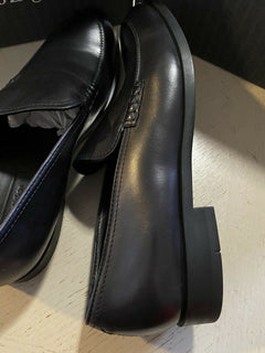 Neue 595 $ Ermenegildo Zegna Leder-Loafer-Schuhe Schwarz 12 US Italien 