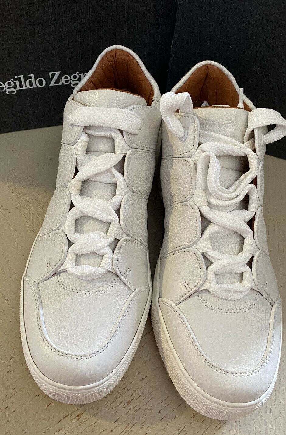 New $895 Ermenegildo Zegna Couture Leather Sneakers Shoes White 10 US Italy