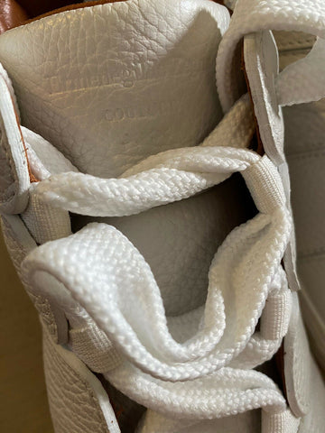 Neue 895 $ Ermenegildo Zegna Couture Leder-Sneakers Schuhe Weiß 10 US Italien