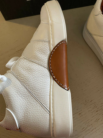 Neue 895 $ Ermenegildo Zegna Couture Leder-Sneakers Schuhe Weiß 10 US Italien