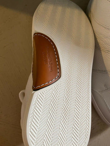 Neue 895 $ Ermenegildo Zegna Couture Leder-Sneakers Schuhe Weiß 10 US Italien