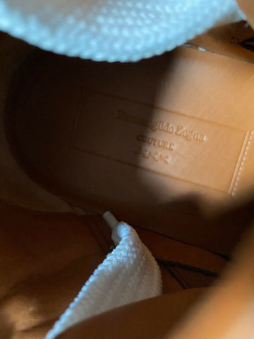 Neue 895 $ Ermenegildo Zegna Couture Leder-Sneakers Schuhe Weiß 10 US Italien
