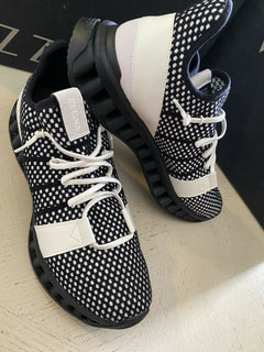 Neue $ 525 Z Zegna Sneakers Schuhe Schwarz/Weiß 11,5 US