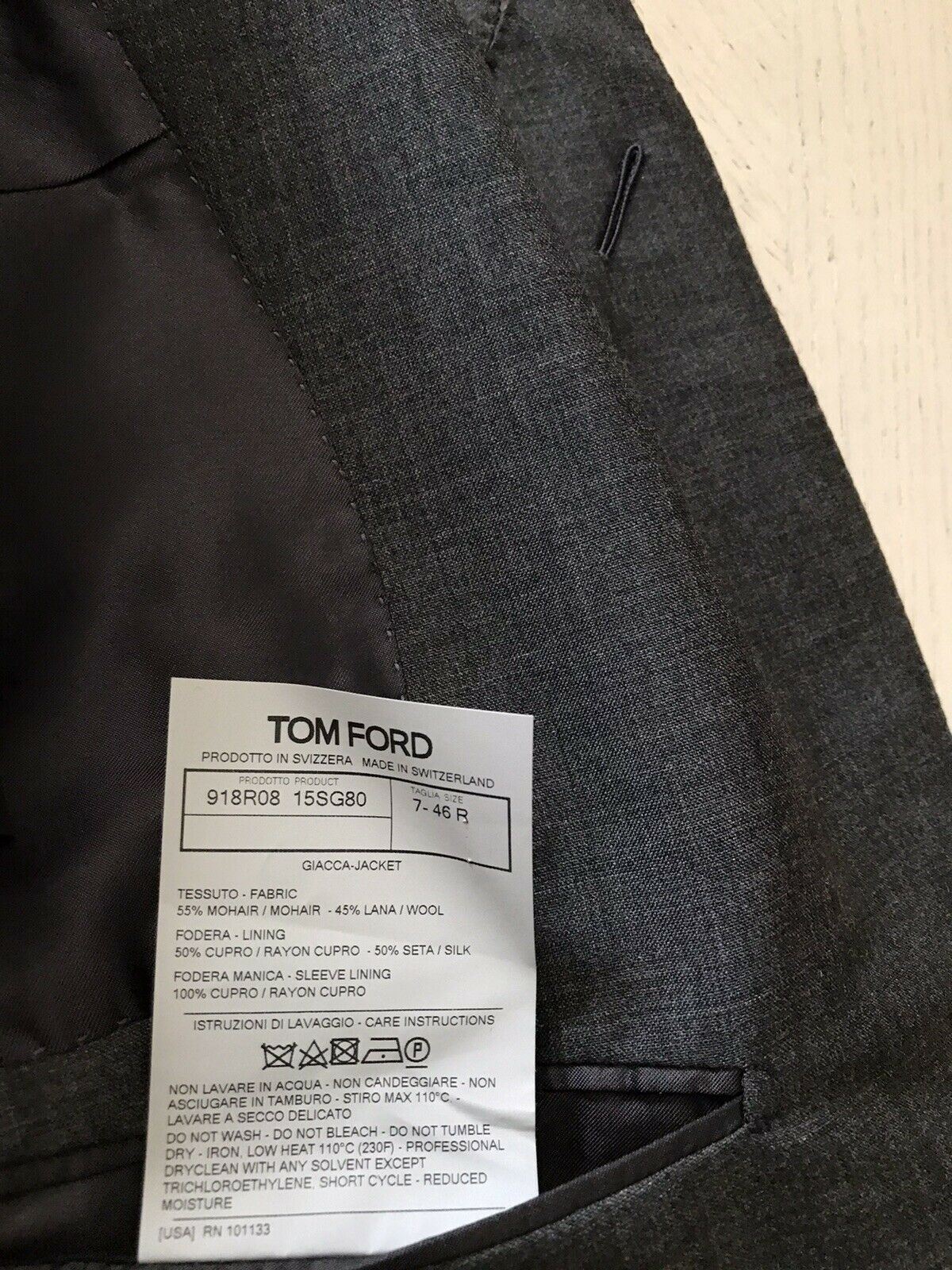 NWT $3970 TOM FORD Men Giacca Jacket Blazer DK Gray 36 US/46 Eu Switzerland