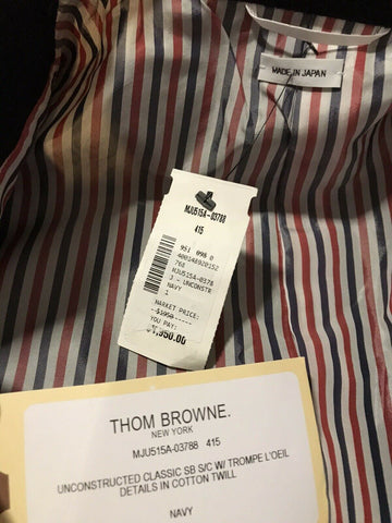 Neu mit Etikett: 1950 $ Thom Browne Herren Sportmantel Jacke Blazer Schwarz Größe 1 (S) Japan