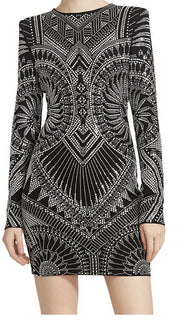 Neu $4150 Balmain Strass Jersey Kleid Schwarz 40 ( 8 ) Italien